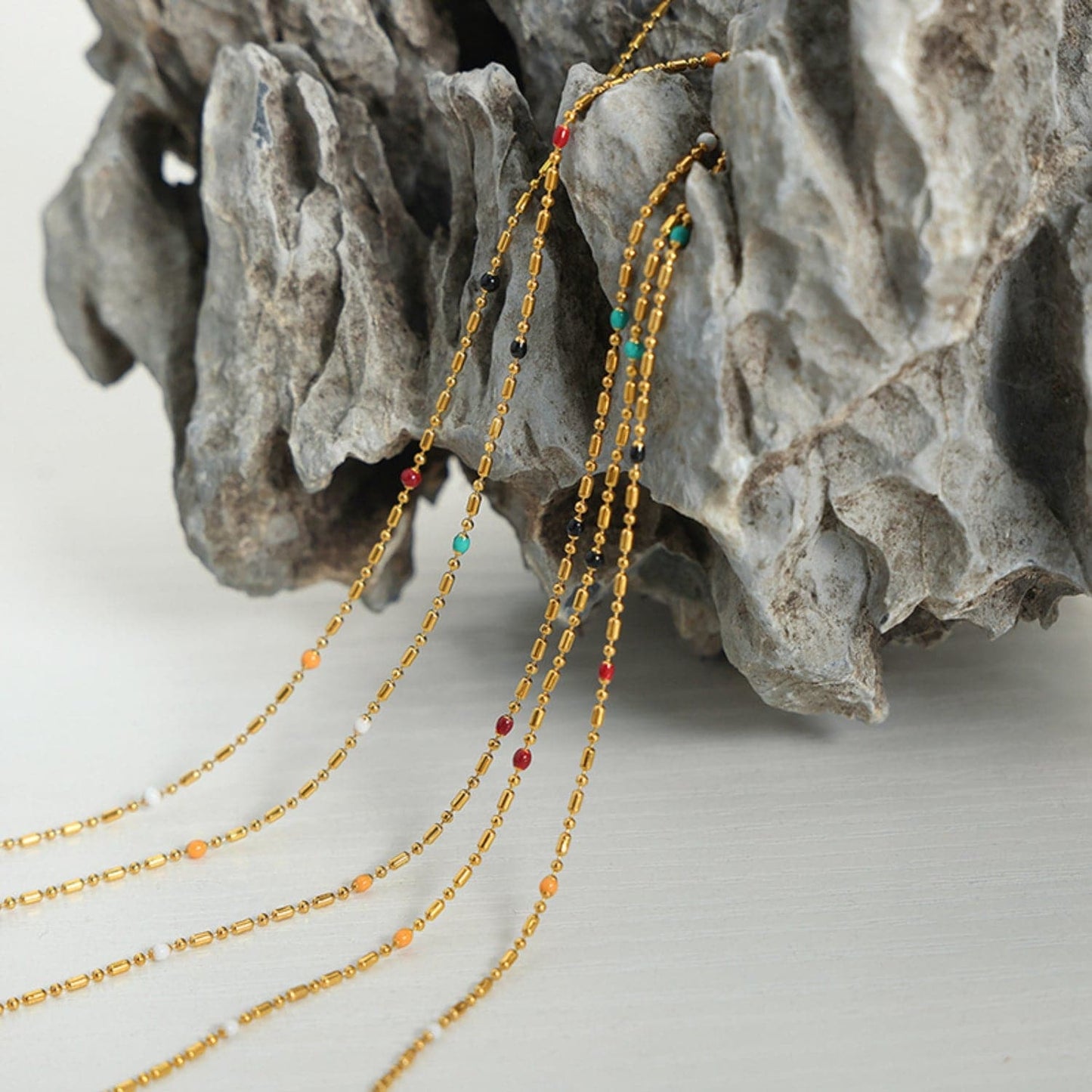 18K Gold-Plated Oil Drip Bead Necklace.