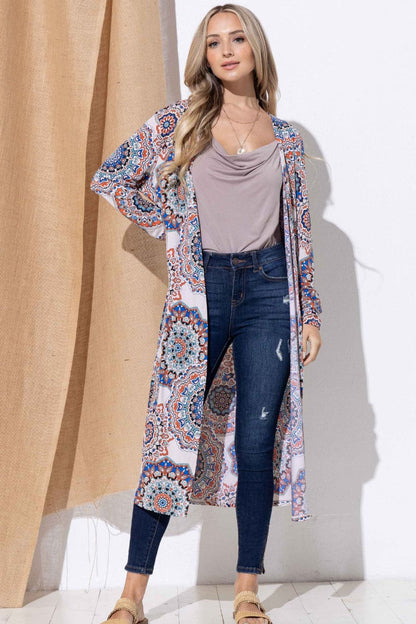 Chic printed longline cardigan