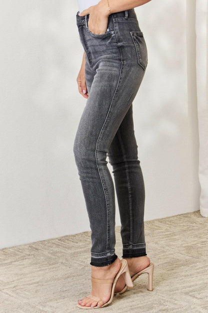 Judy Blue Full Size High Waist Tummy Control Release Hem Skinny Jeans.