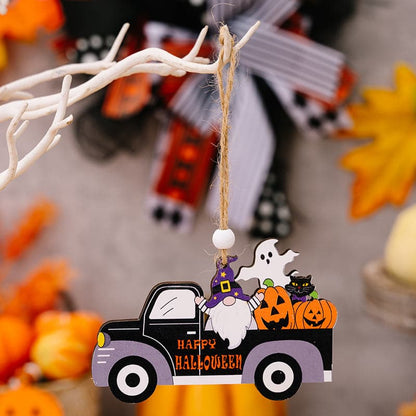 Car-shaped 4-piece Halloween hanging decorations