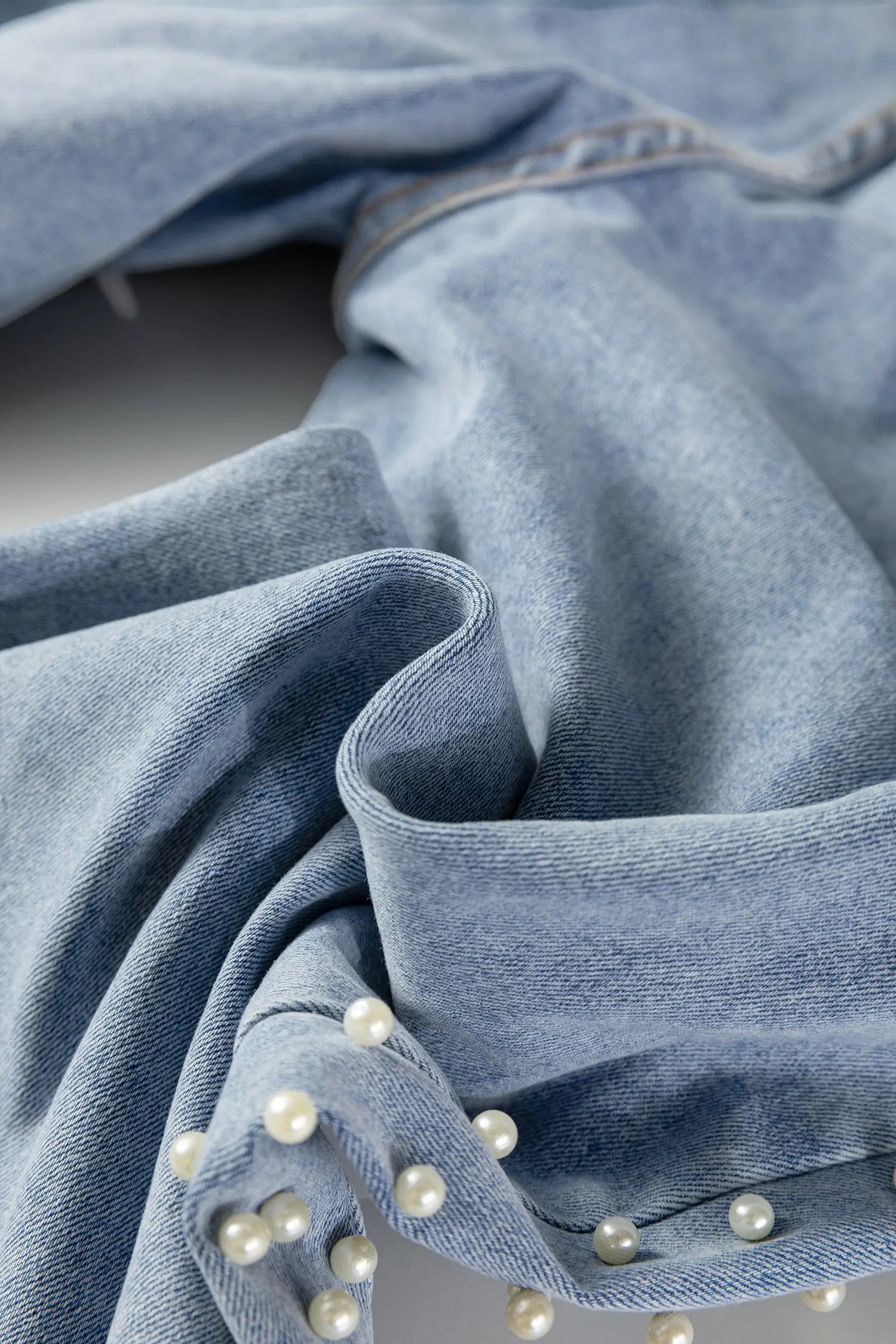 Beau Blue Mid Rise Pearl Embellished Split Wide Leg Jeans Dear-Lover Dropshipping