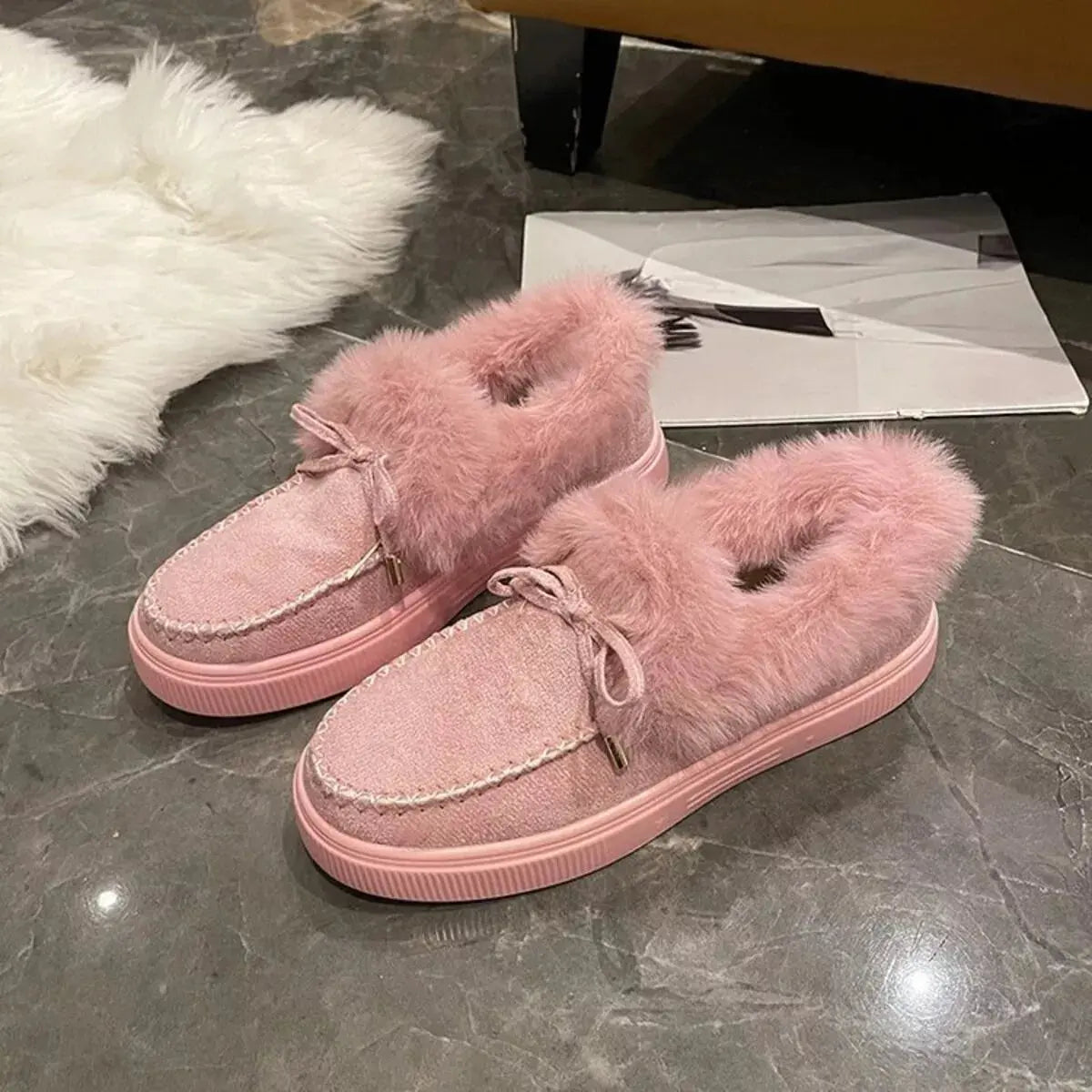 Fuzzy Round Toe Slip-Ons Simply Love