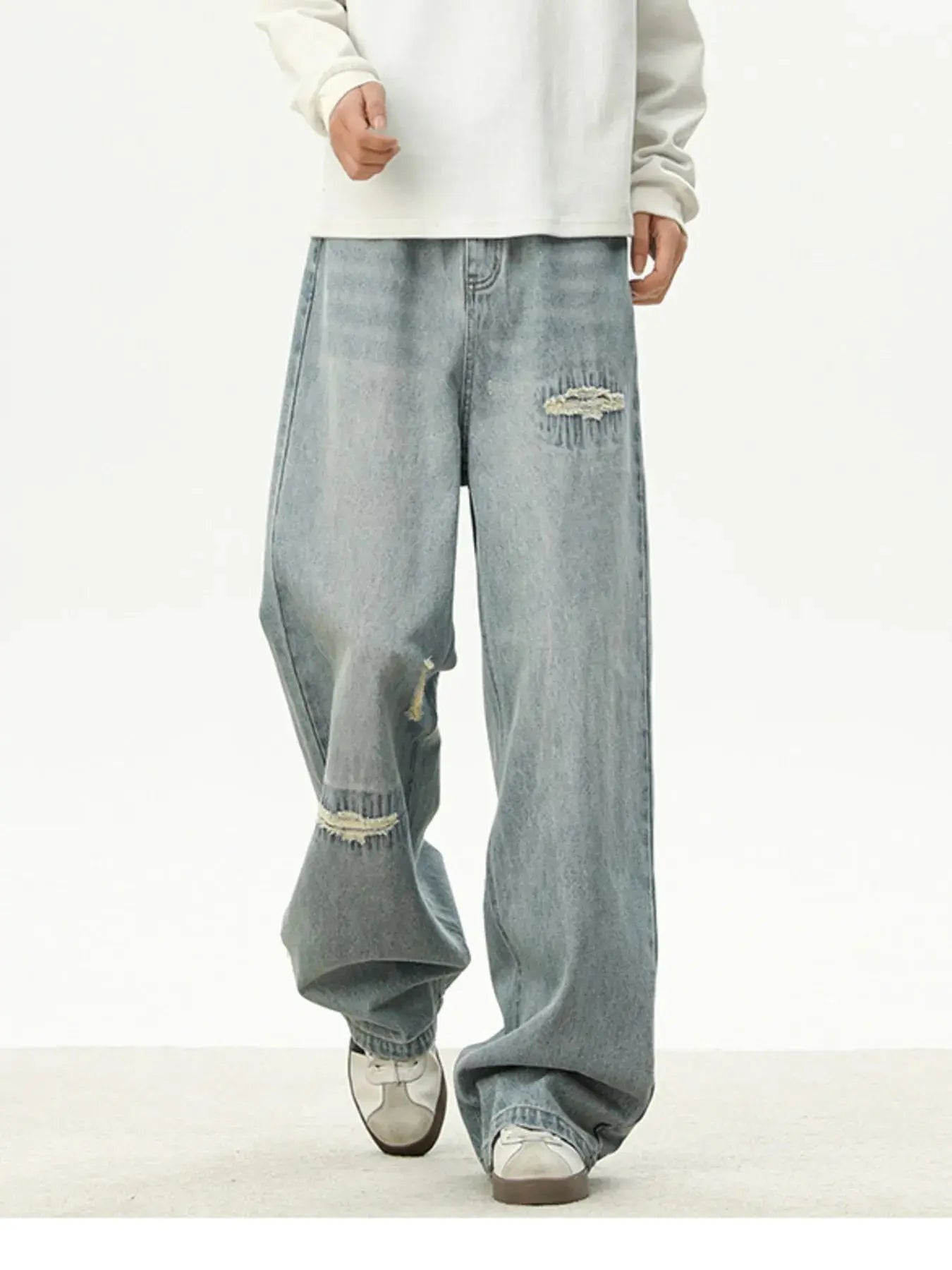 Men's Full Size Distressed Wash Loose Fit Jeans Plus Size Simply Love