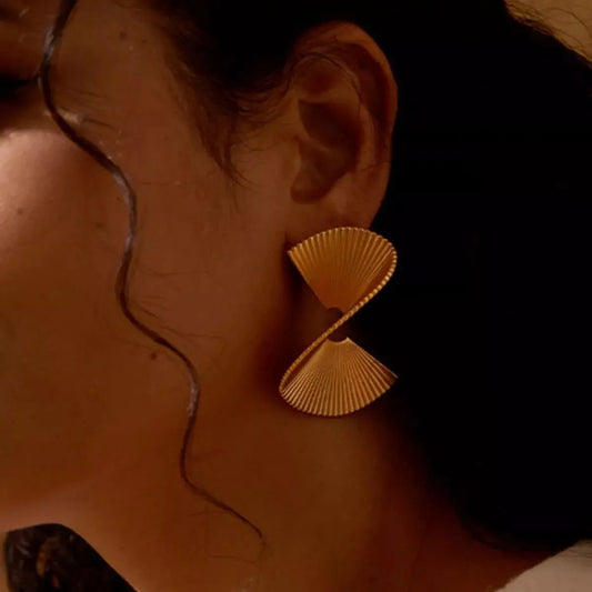 18K Gold-Plated Copper Fan-Shaped Earrings Simply Love