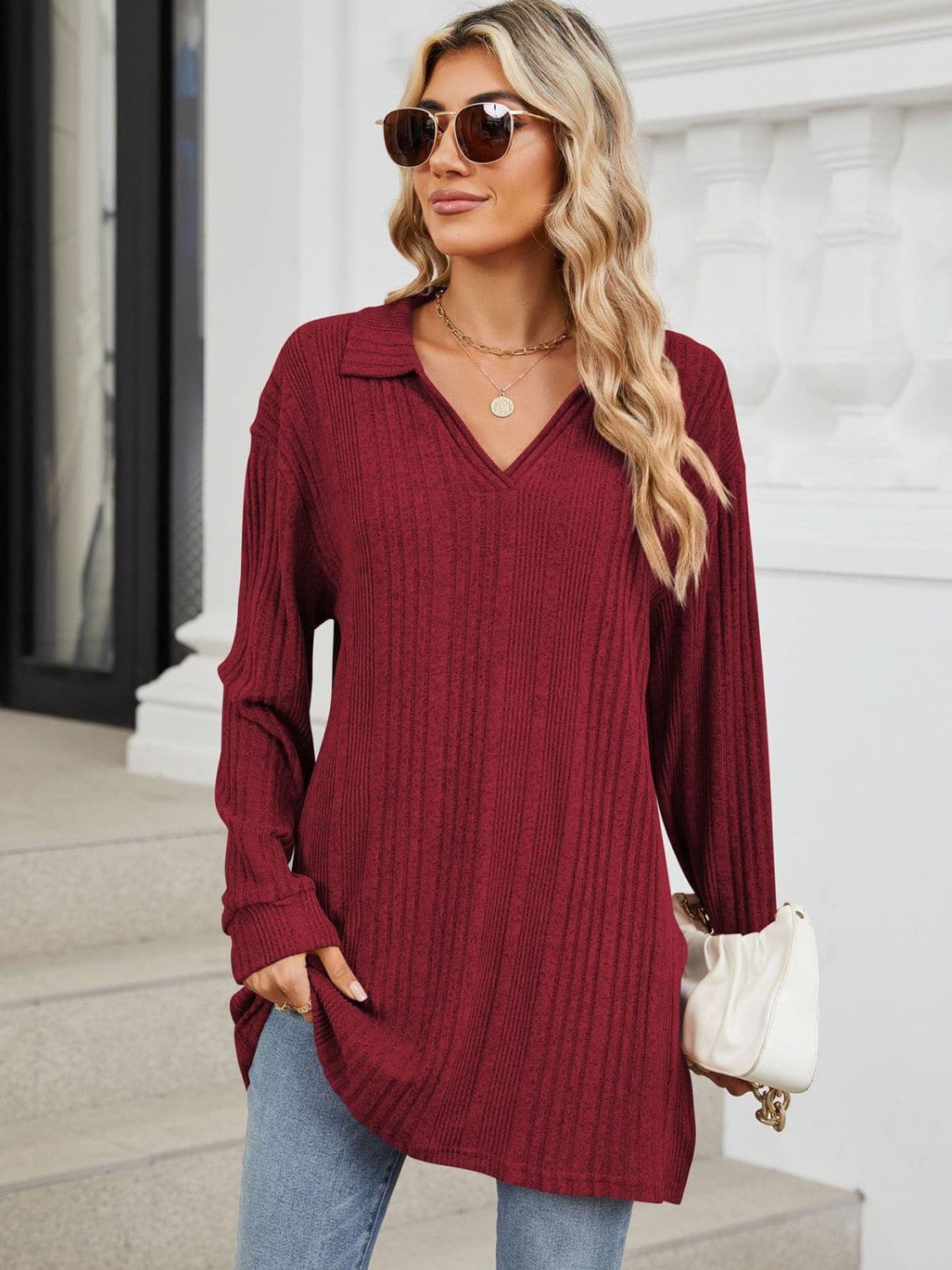 Sheer slit long sleeve t-shirt