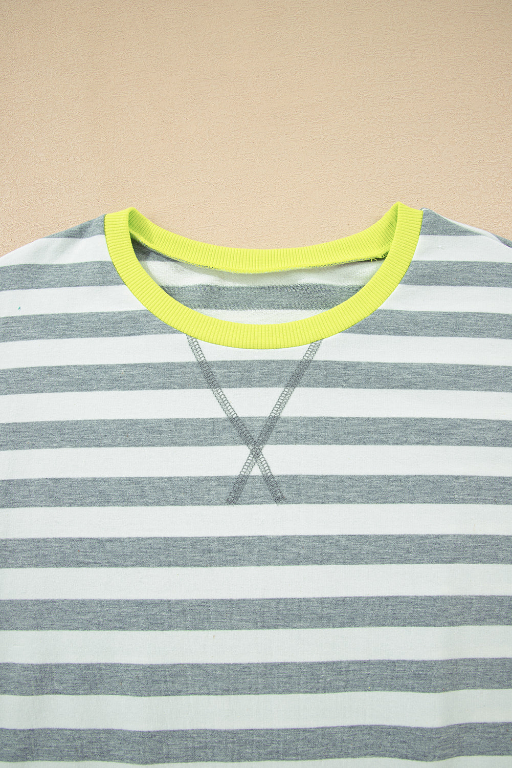 Premium Gray Stripe Ribbed Long Sleeve Blouse Plus Shorts Set Dear-Lover Dropshipping