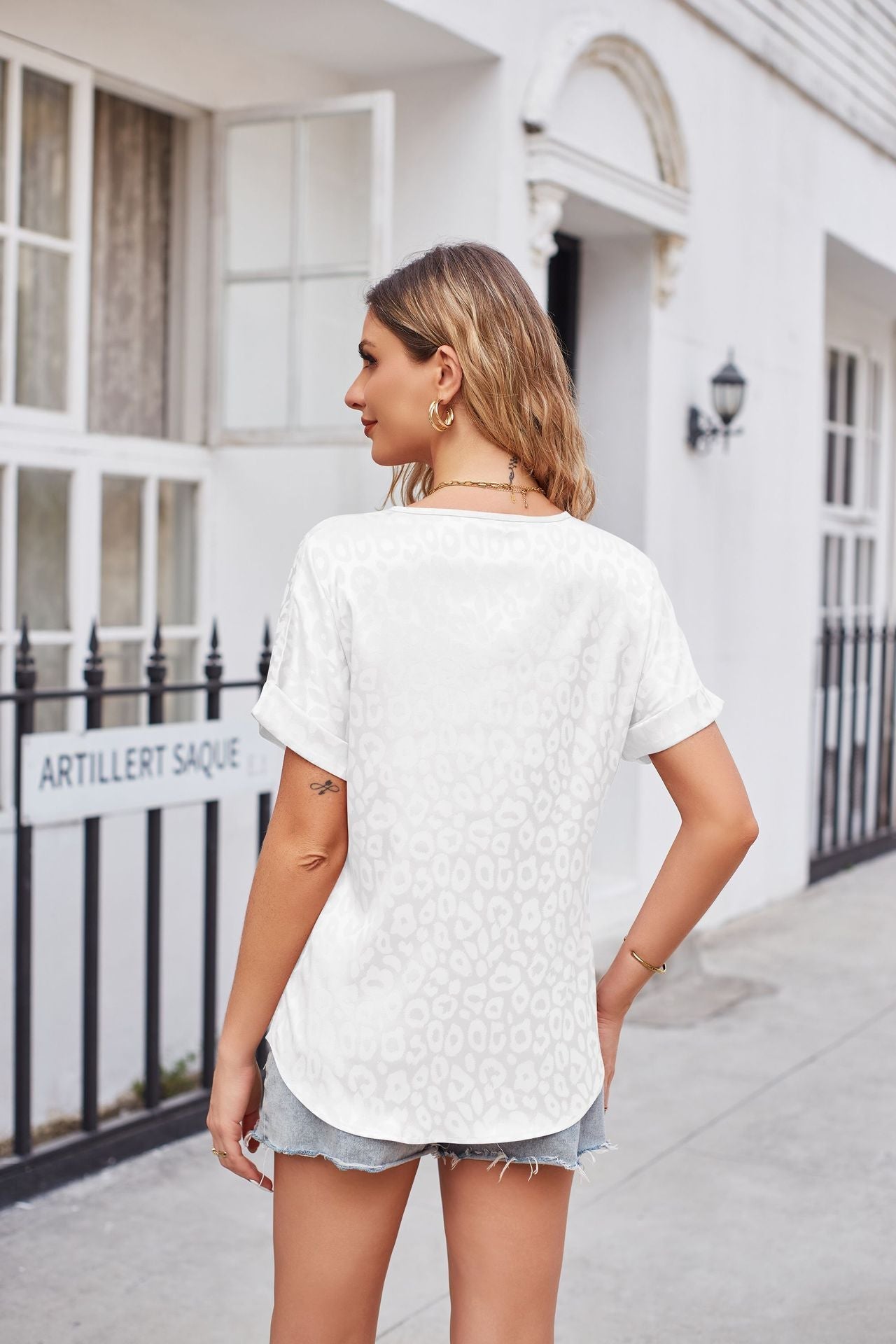 Leopard Print Curved Hem Satin Top Coco’s Tee Boutique