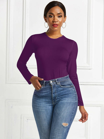 Round Neck Long Sleeve Bodysuit.