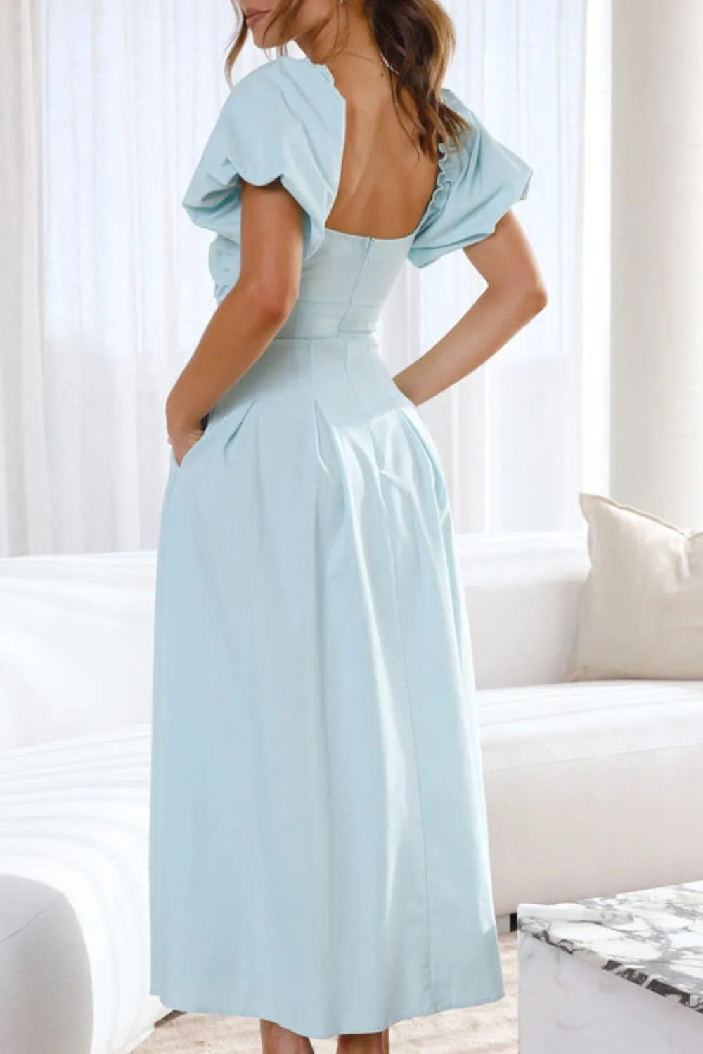 Sweet Serenity Puff Sleeve Midi Dress