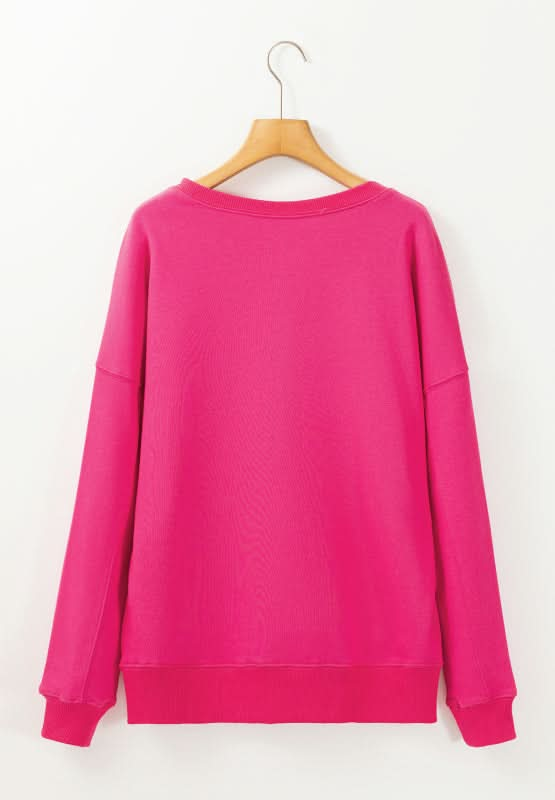 Solid Color Round Neck Long Sleeve Sweatshirt