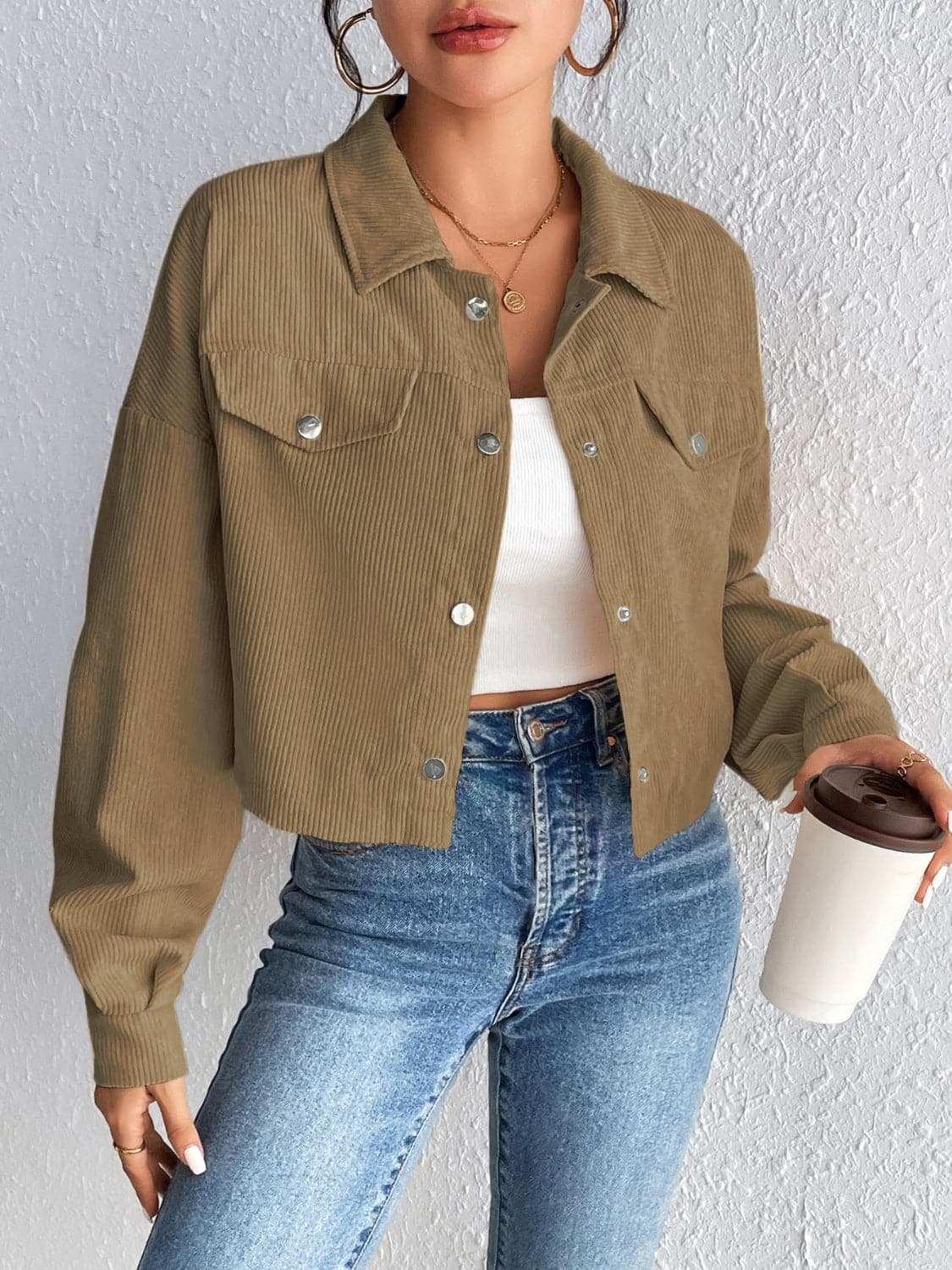 Versatile Snap-Front Long Sleeve Jacket