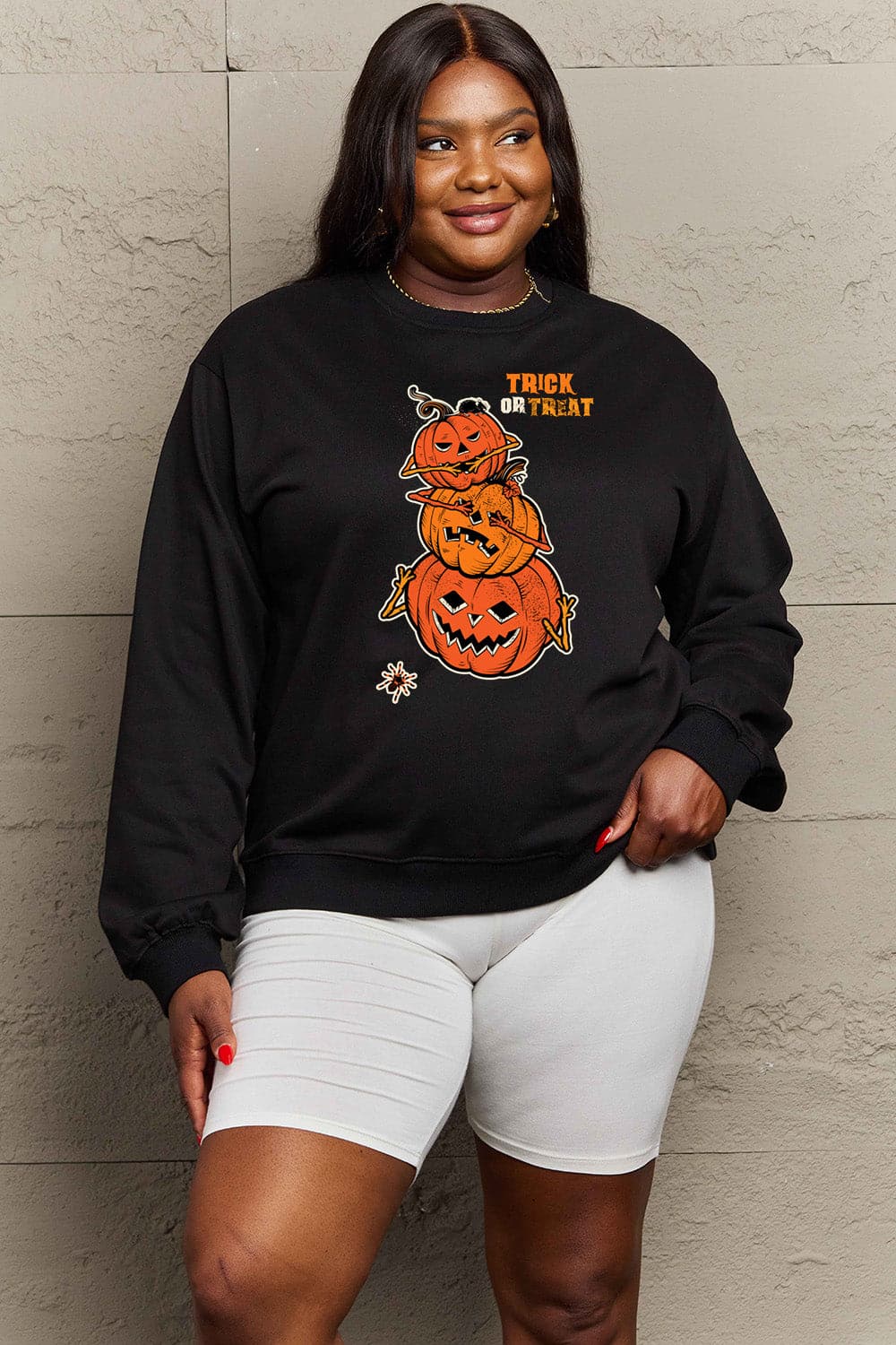 Simply Love Full Size TRICK OR TREAT Graphic Sweatshirt.