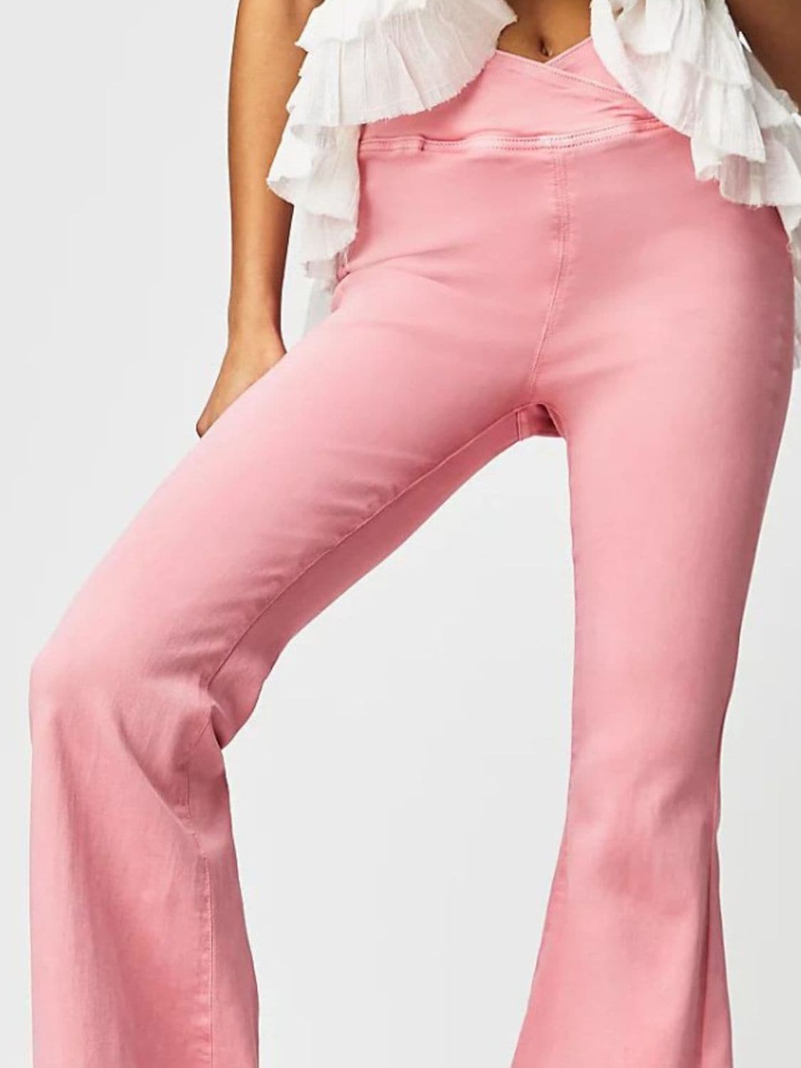 Asymmetric waist flare jeans