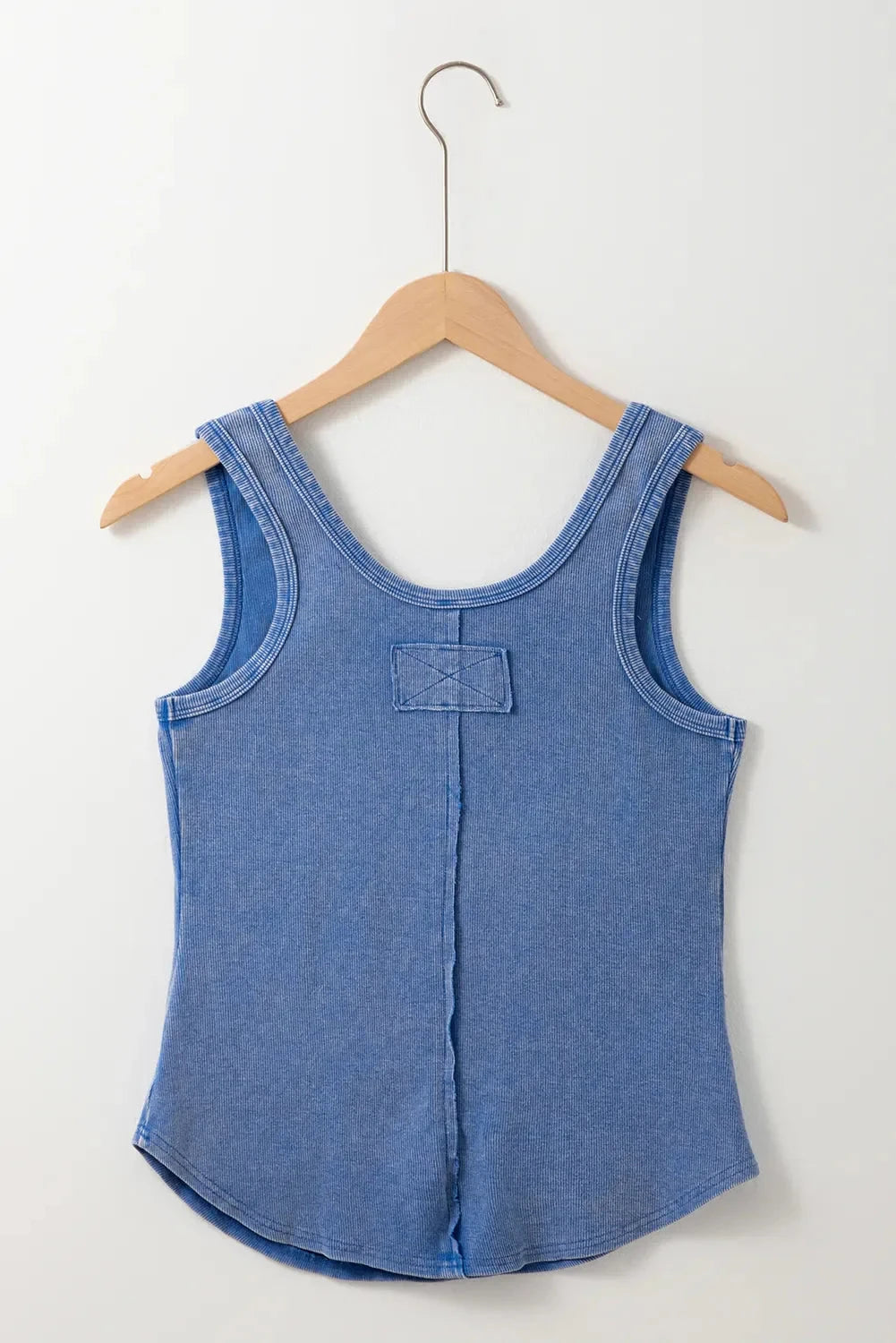 Mineral Wash Ribbed Notch Neck Tank Simply Love