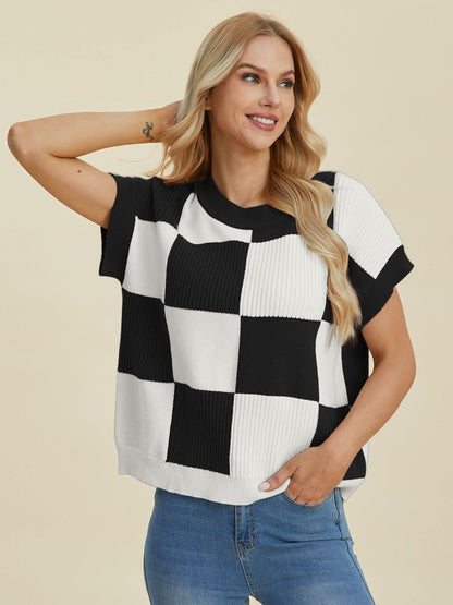 Chic Checkered Sweater - Plus Size