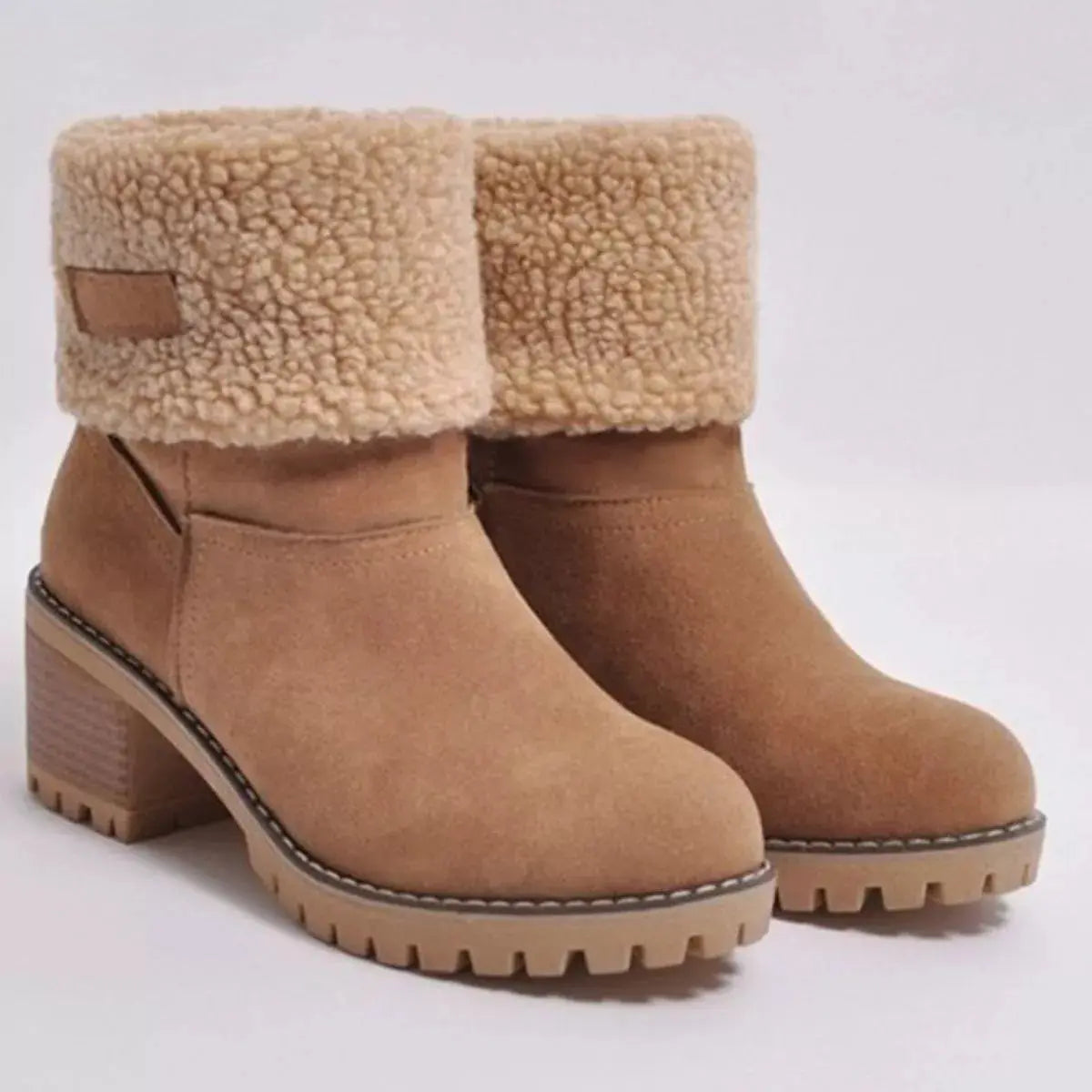 Round Toe Block Heels Boots Simply Love