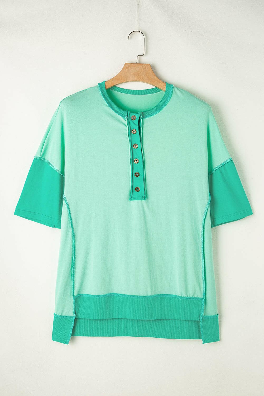 High-Low Round Neck Half Sleeve T-Shirt.