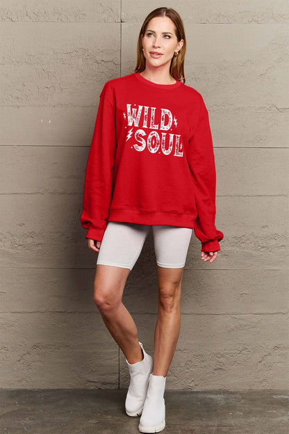 Simply Love Full Size WILD SOUL Graphic Sweatshirt.