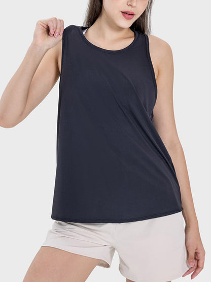 Round Neck Wide Strap Active Tank.