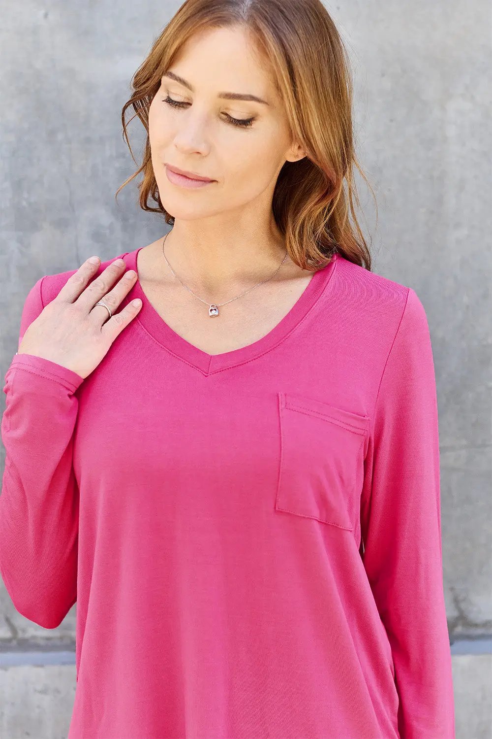 Basic Bae Full Size V-Neck Long Sleeve Top - Love Salve