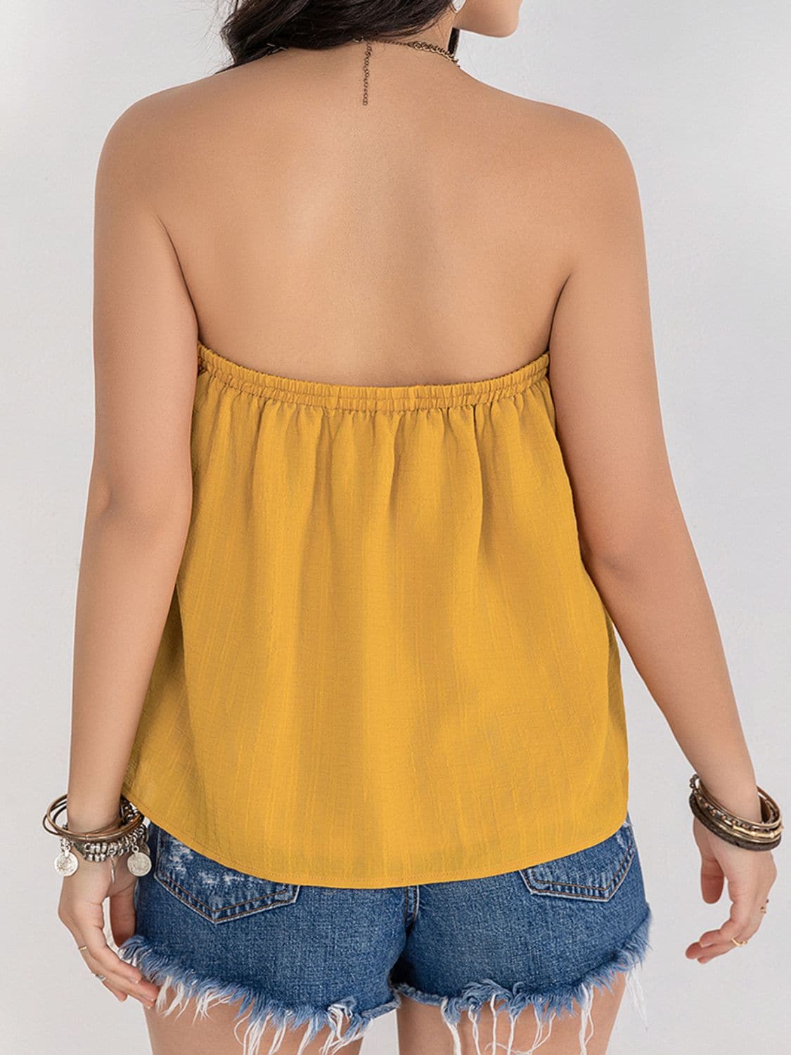 Embroidered Tube Sleeveless Top.