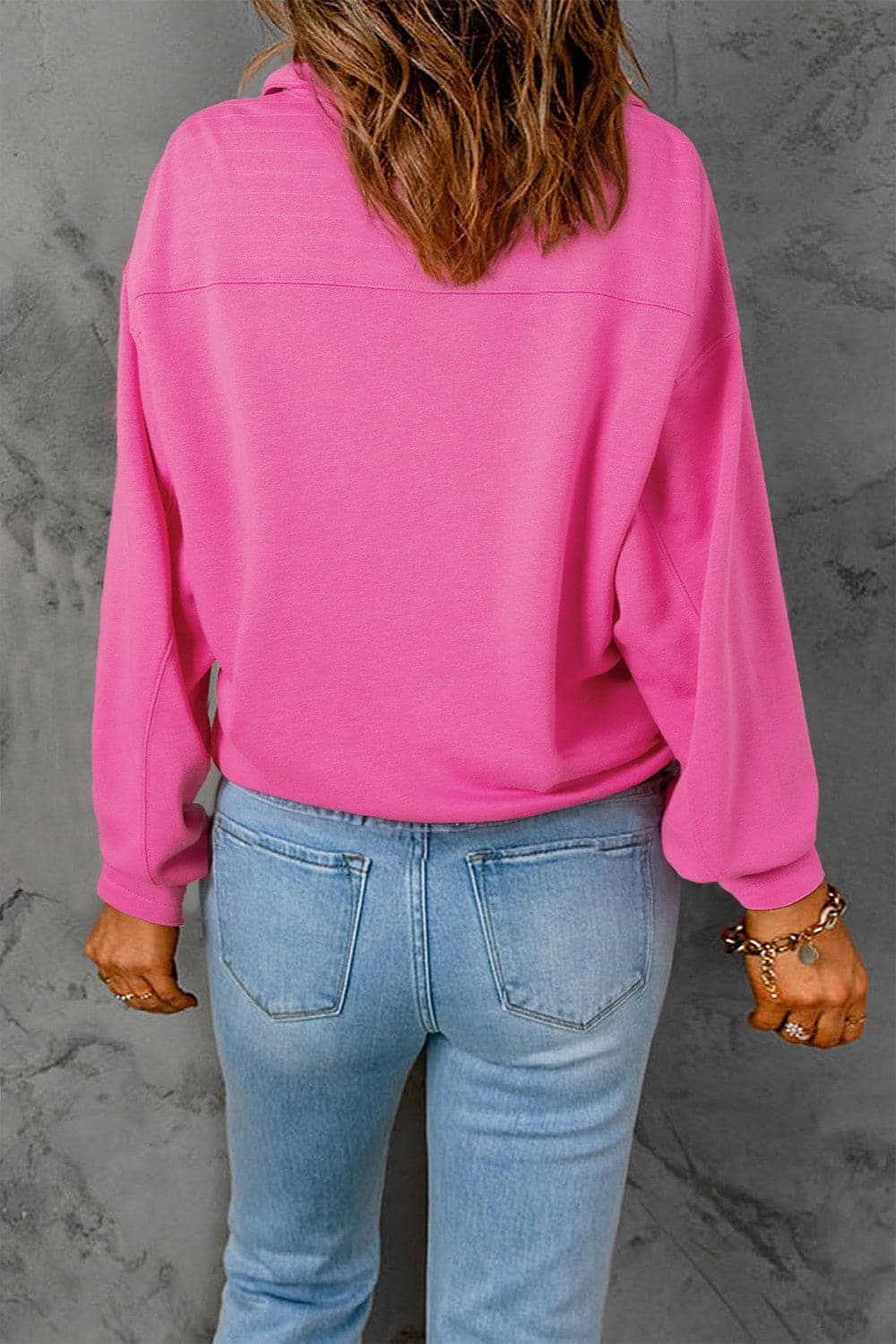 Half Snap Long Sleeve Sweatshirt.