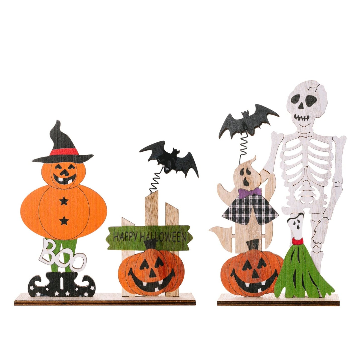 Charming 2-piece Halloween wooden decor set