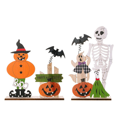 Charming 2-piece Halloween wooden decor set