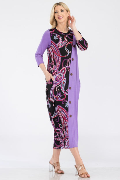 Celeste paisley midi dress with pockets in lilac