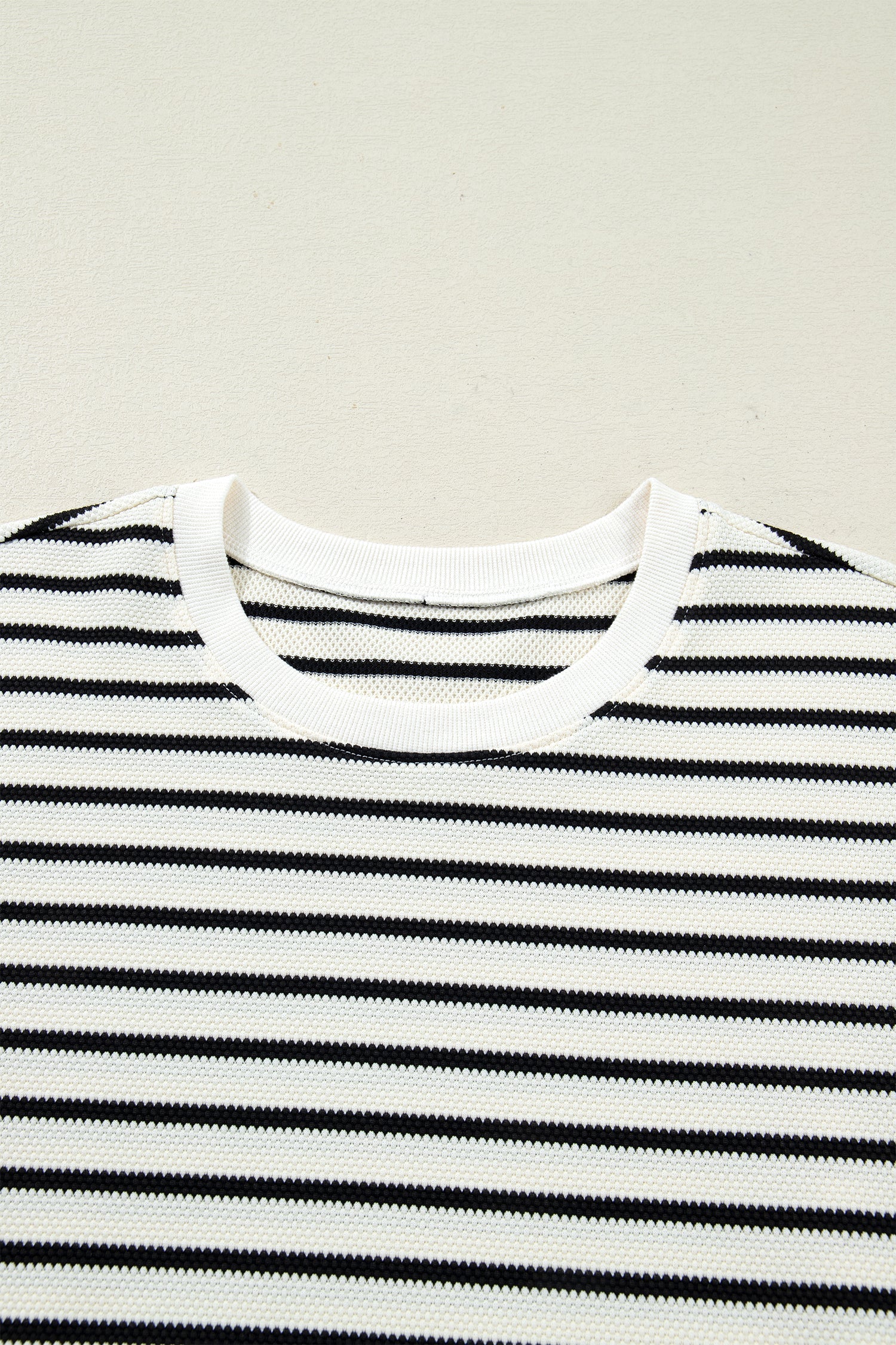 White Stripe Ruffle Trim Drop Shoulder Top And Drawstring Relaxed Pant Set Dear-Lover Dropshipping