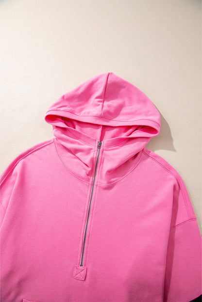 Cozy kangaroo pocket half zip oversized hoodie by Bonbon