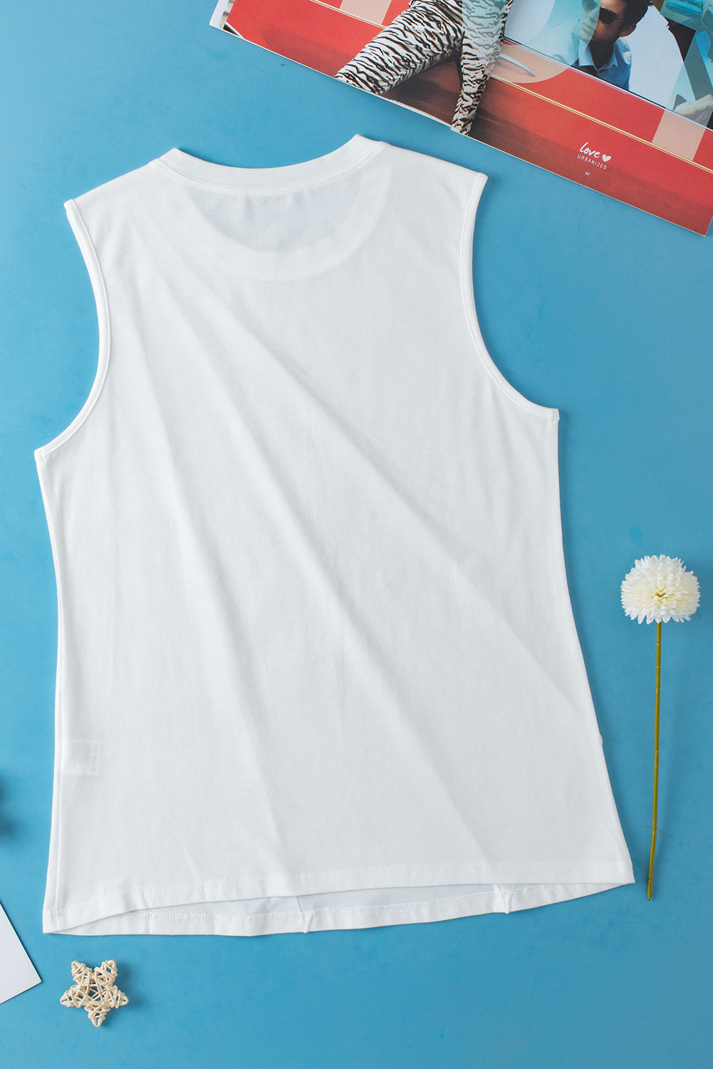 Elevated elegance: White pleated sleeveless tank top