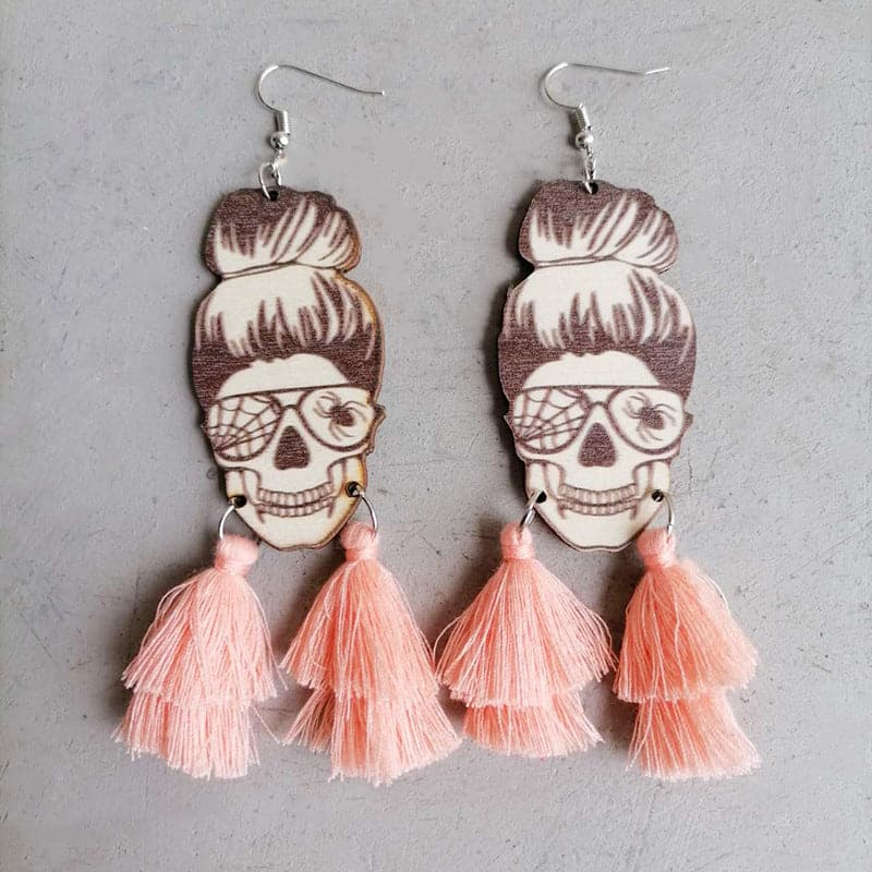 Whimsical spider-themed tassel earrings for urban chic style