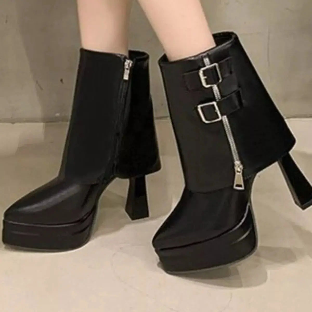 Point Toe Block Heels Boots Simply Love