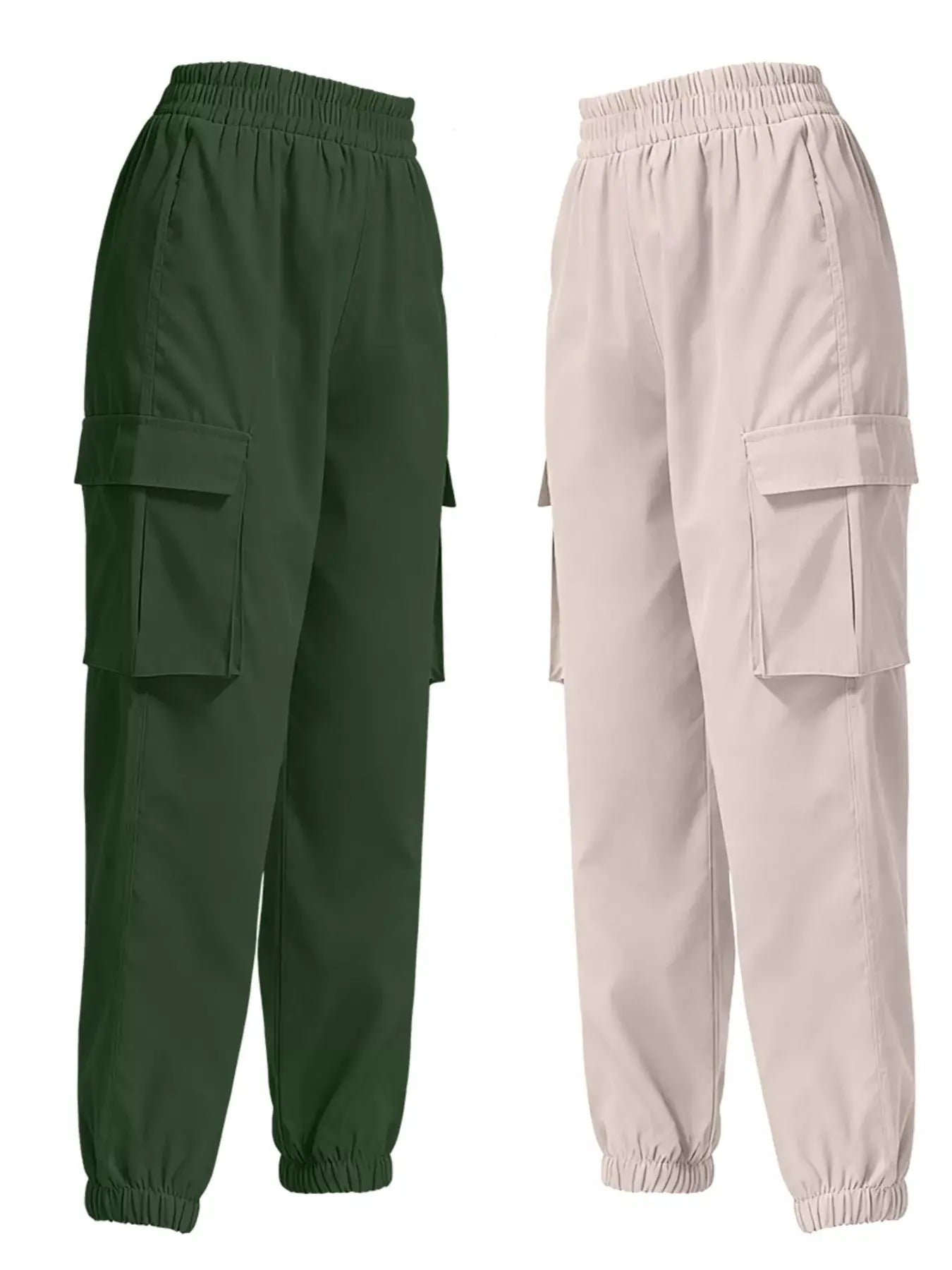 2 Piece Elastic Waist Cargo Pants Simply Love