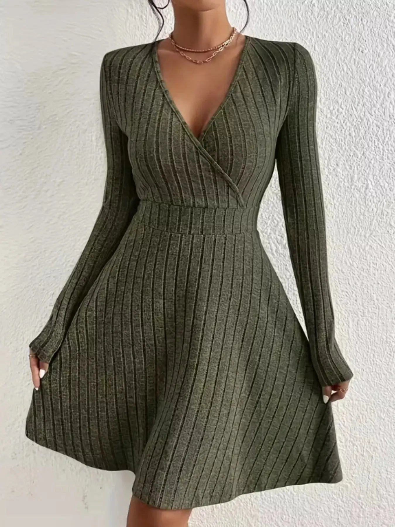 Ribbed Knit Wrap Mini Dress Simply Love