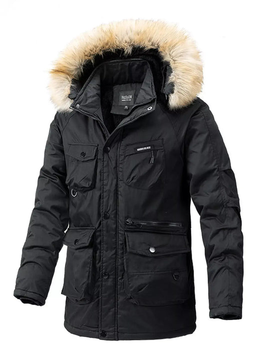 Mens Plus Size Fur Hooded Winter Parka Coat With Pockets Simply Love
