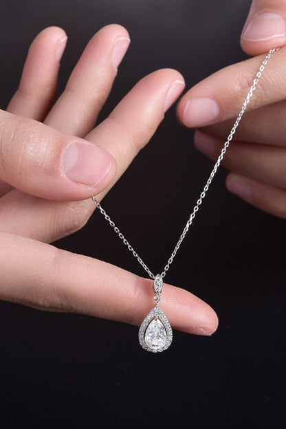 1.5 Carat Moissanite 925 Sterling Silver Teardrop Necklace.