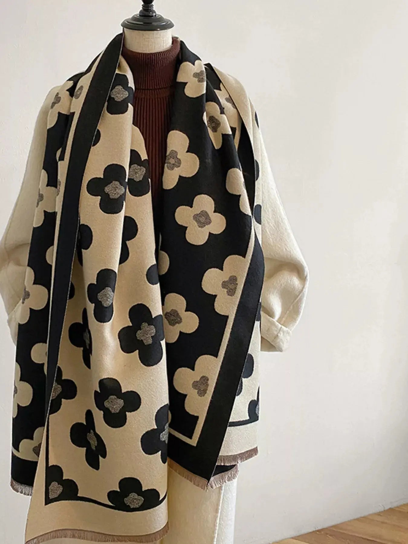 Floral Print Raw Hen Scarf Simply Love