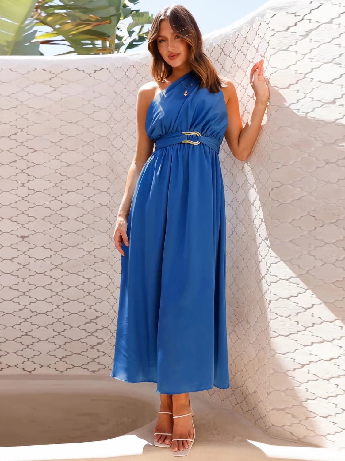 Single Shoulder Midi Dress.