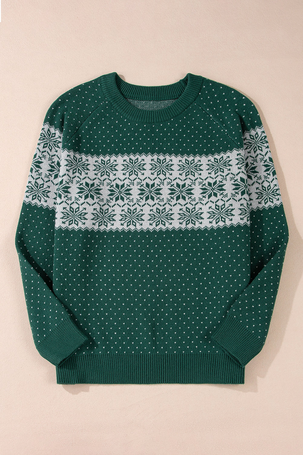 Green Christmas Snowflake Drop Shoulder Plus Size Sweater Dear-Lover Dropshipping