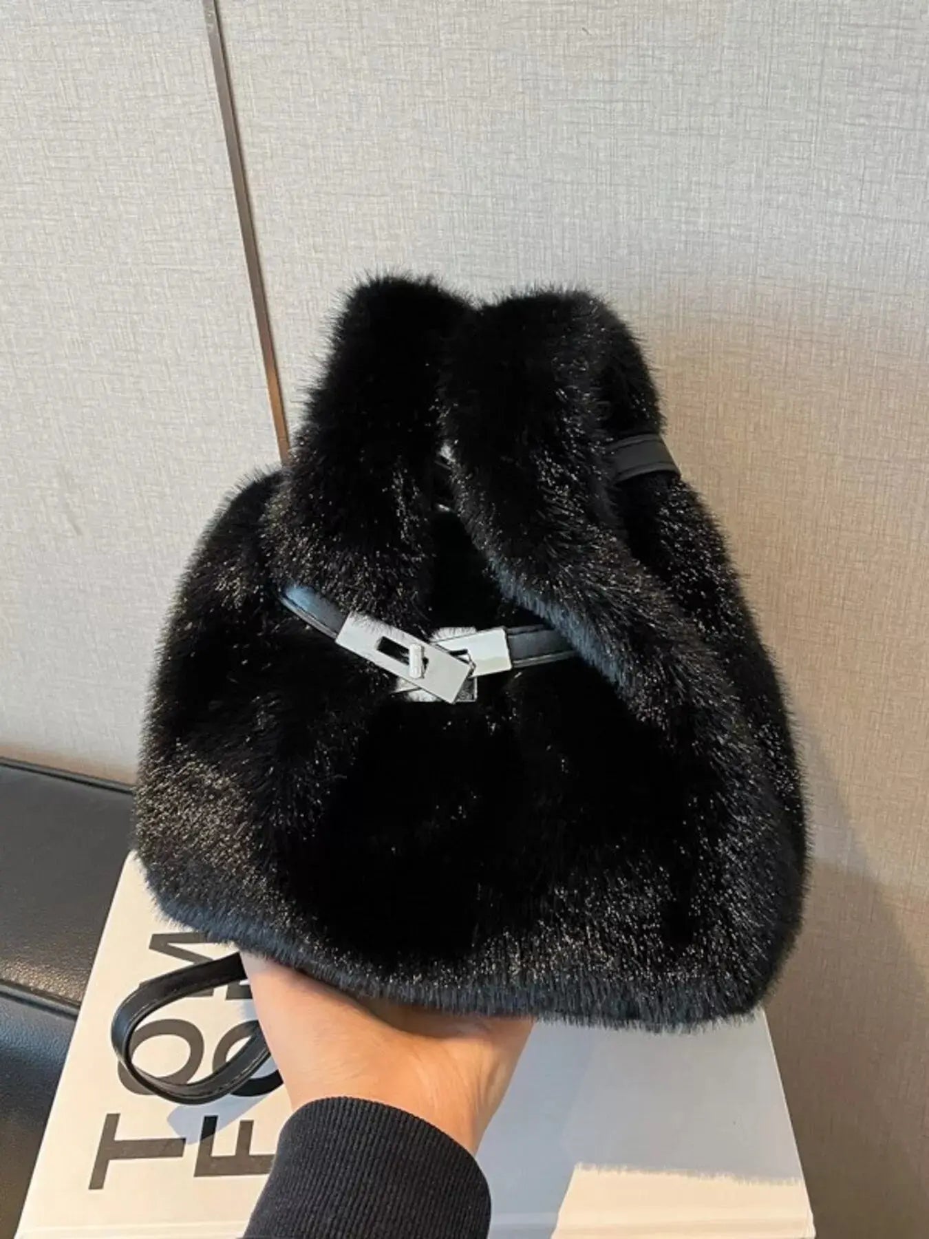 Faux Fur Bucket Crossbody Bag Simply Love