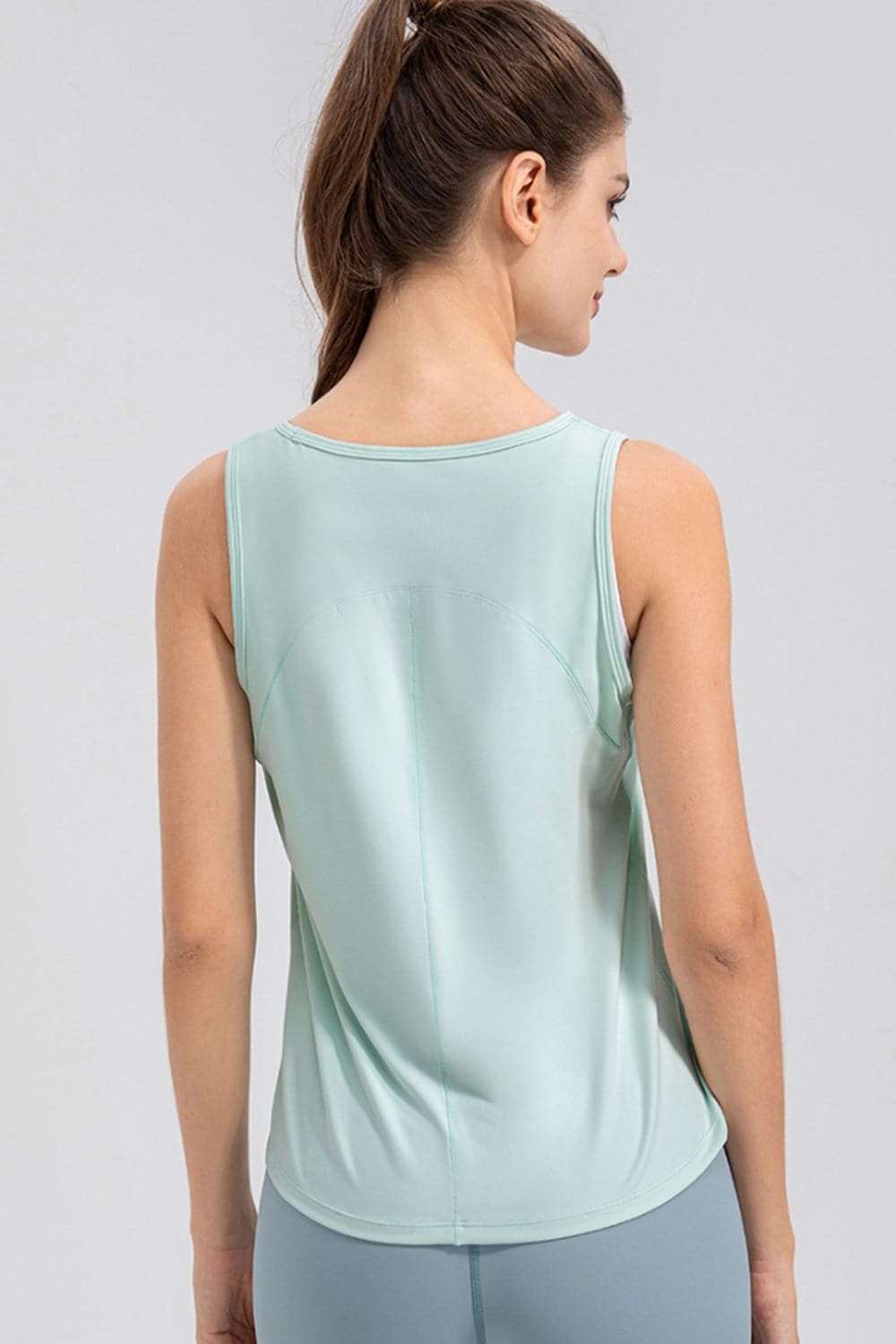 Wide Strap Round Neck Active Tank.