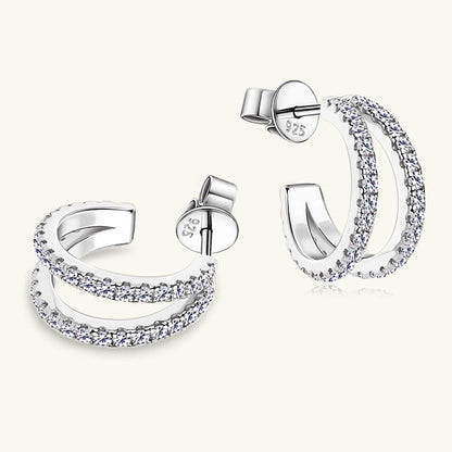 Moissanite 925 Sterling Silver C-Hoop Earrings.