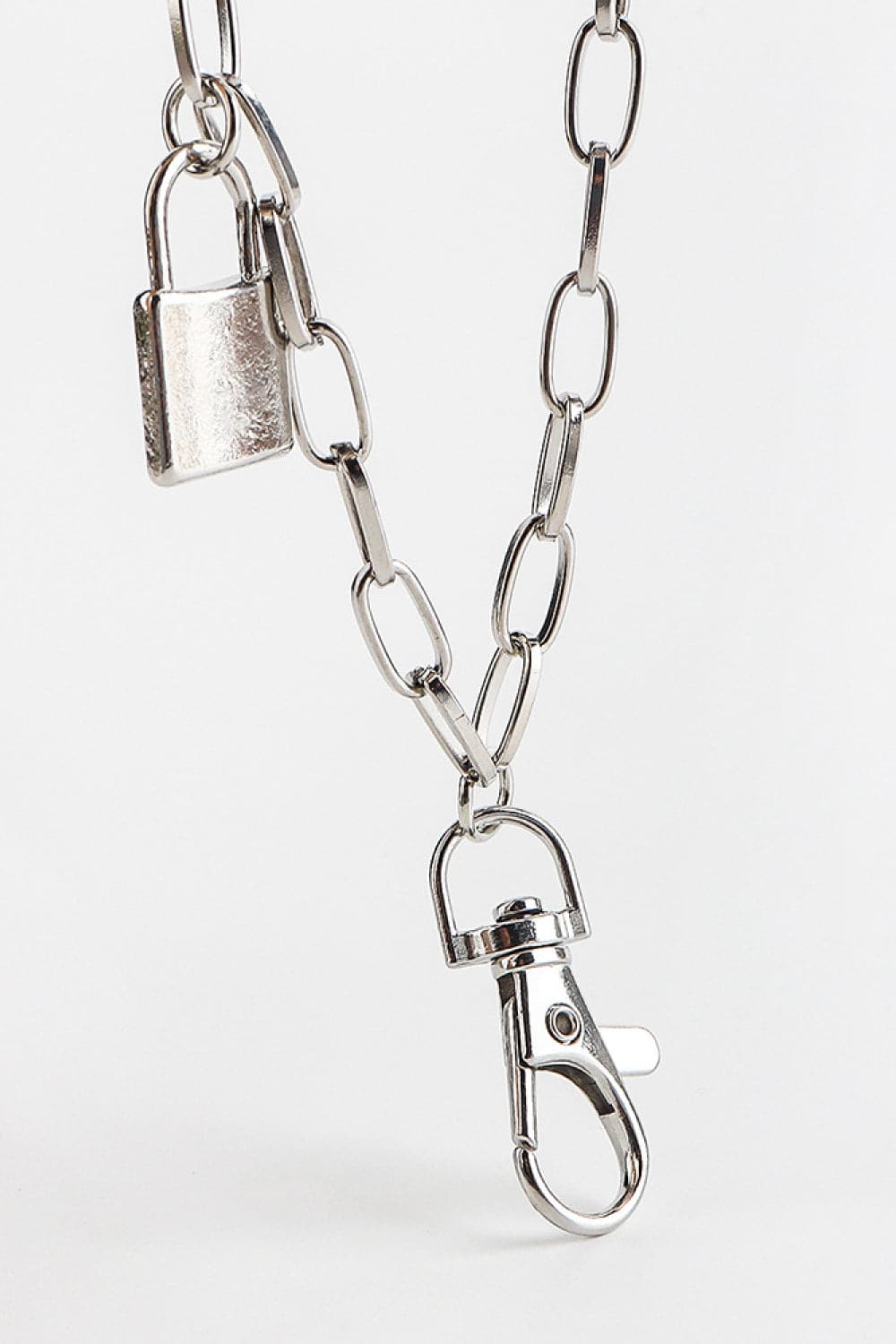 Double Layered Iron Chain Belt with Lock Charm.