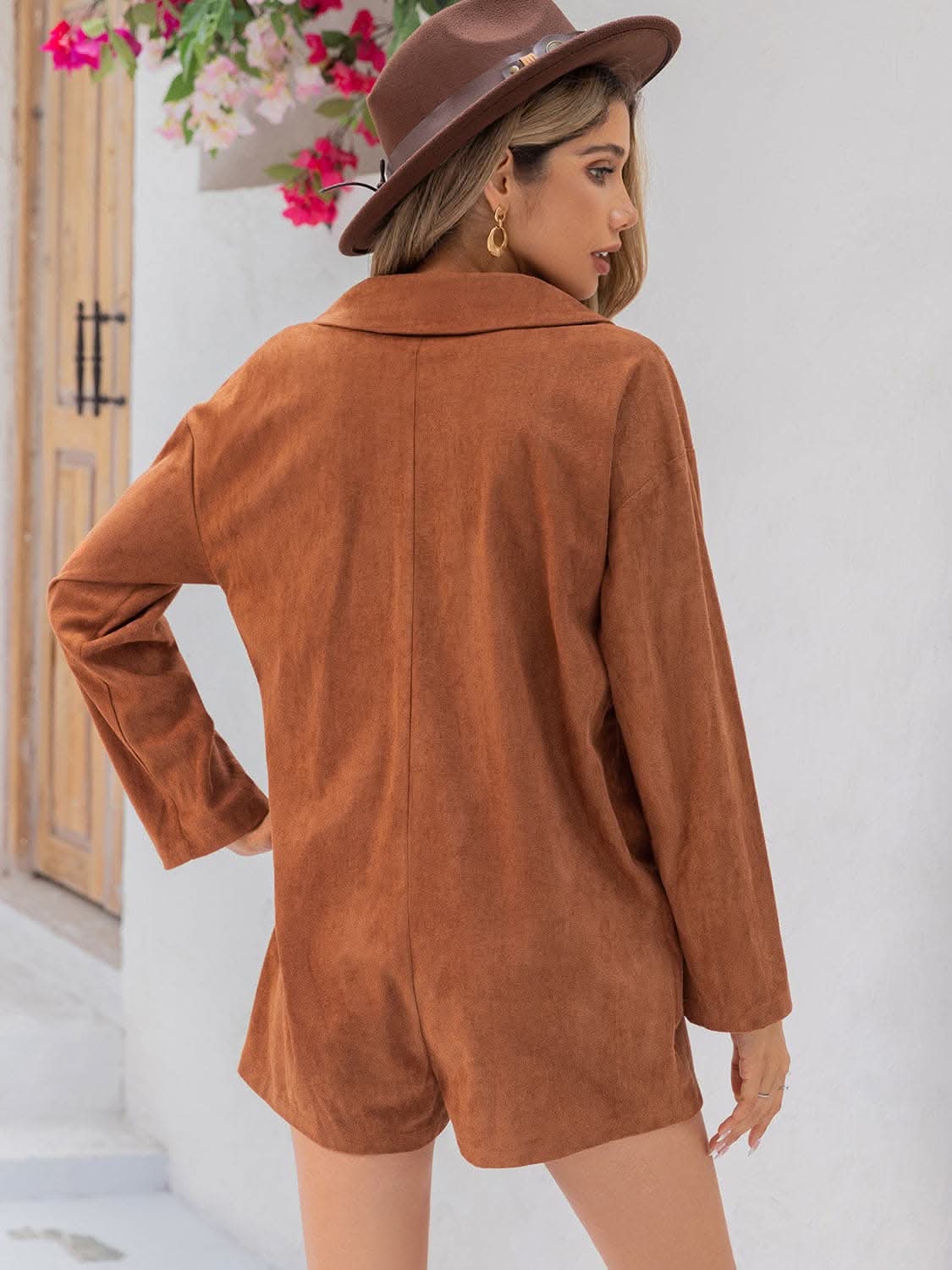 Lapel collar long sleeve romper - Love Salve 