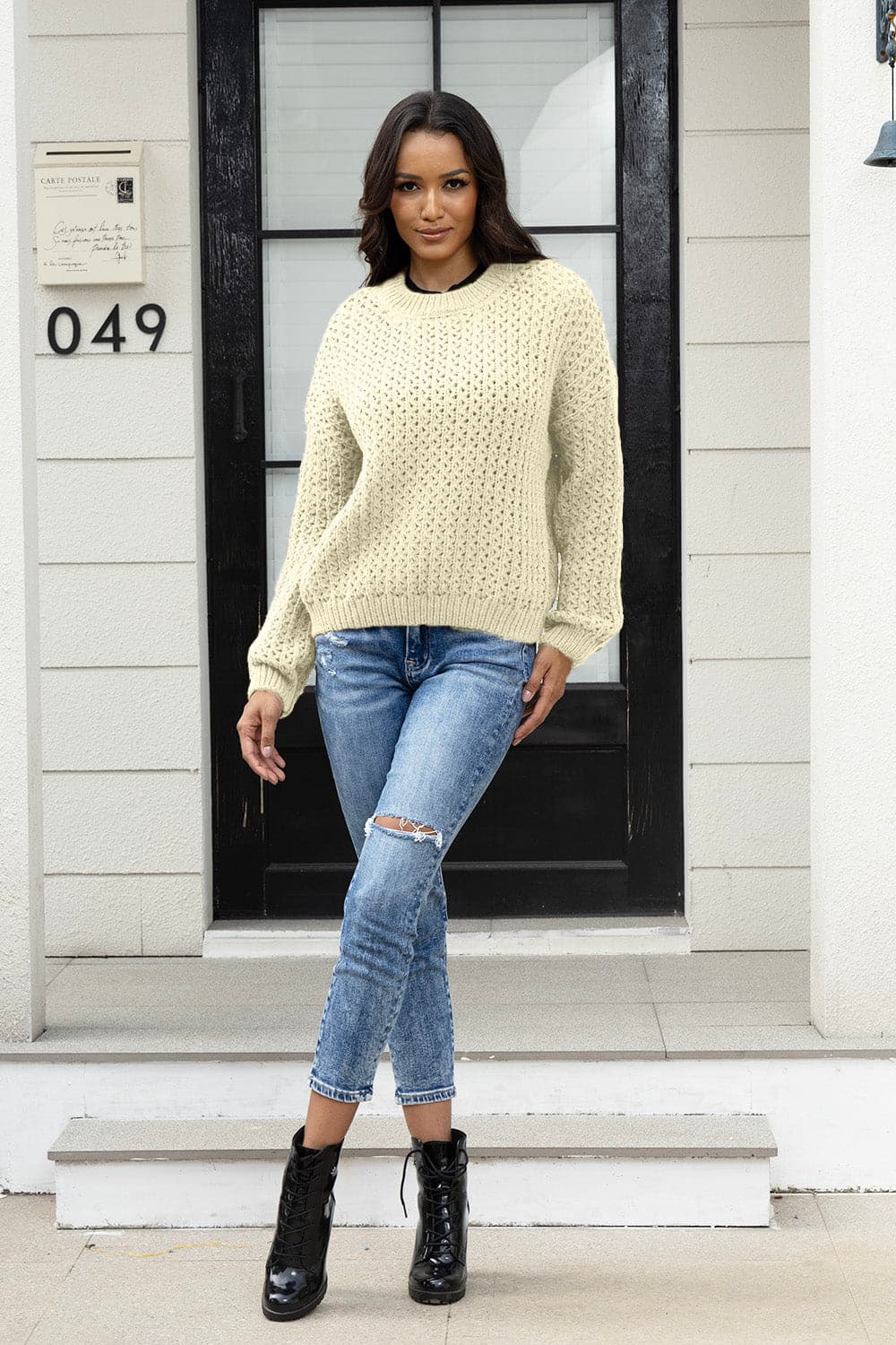 Round Neck Long Sleeve Sweater.