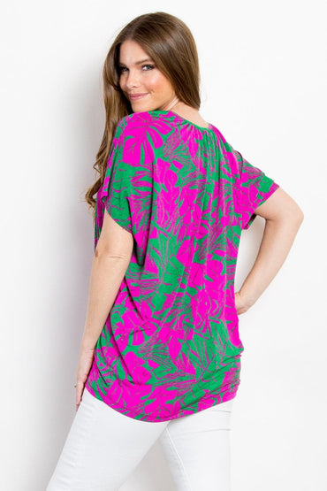 Be Stage Contrast Printed Short Sleeve Top.