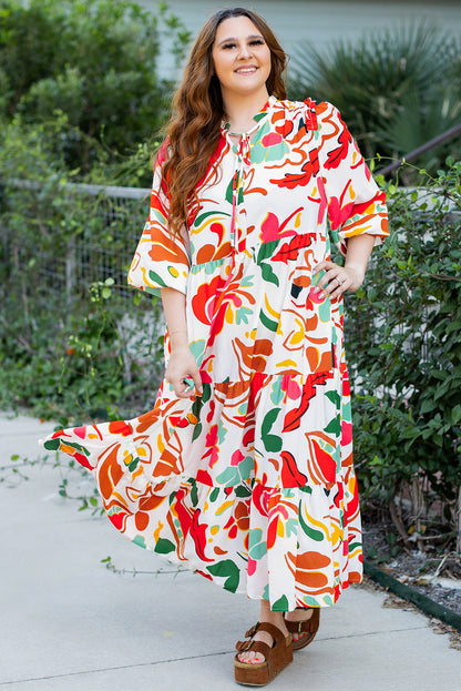 Plus size orange floral dress