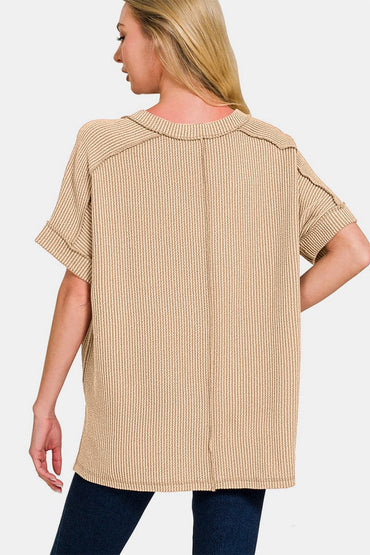 Zenana high-low ribbed tee